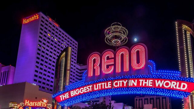 The Reno Arch and Harrah's Casino