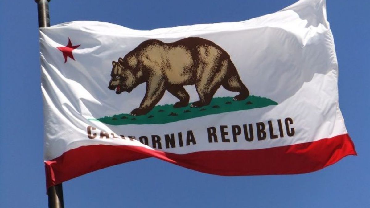 California state flag blowing in the wind