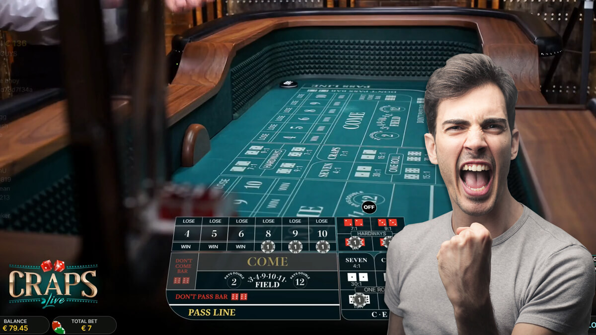 Live Dealer Craps Table Online and Young Guy Happy