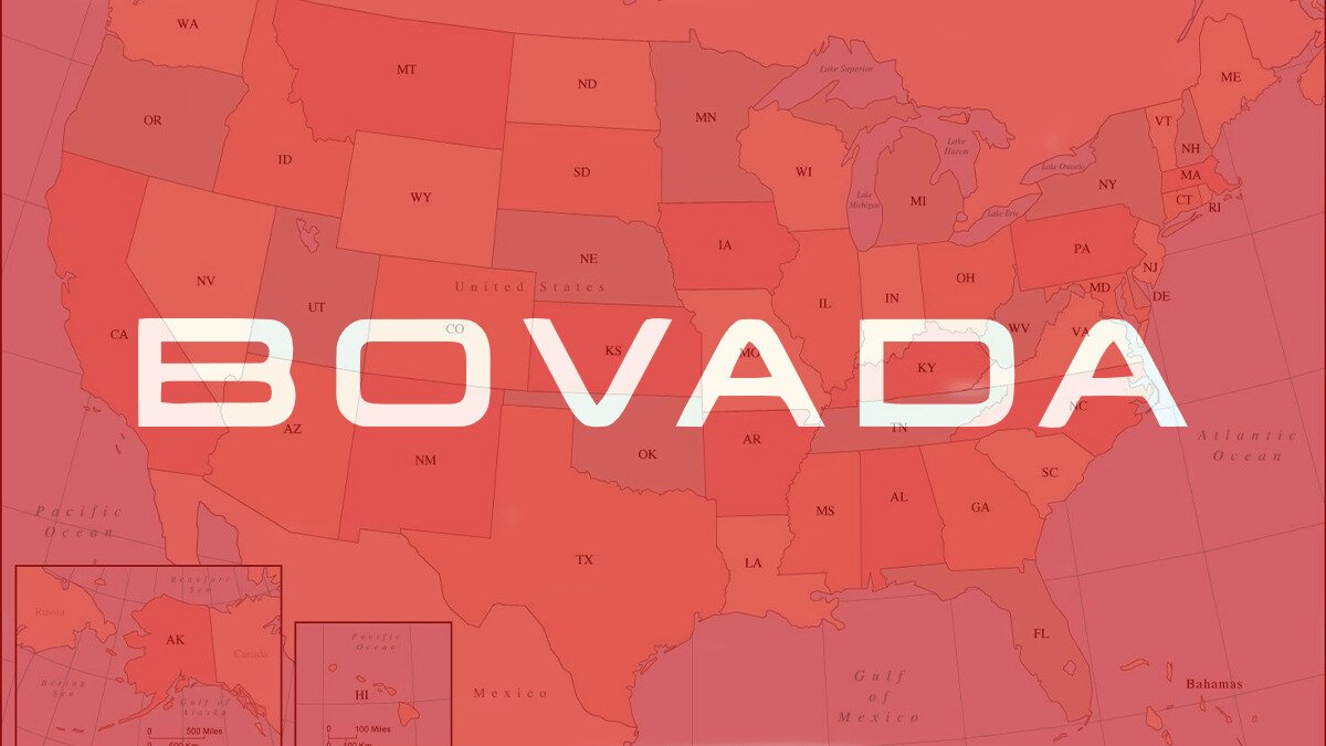 Bovada Logo Over a Map of the USA