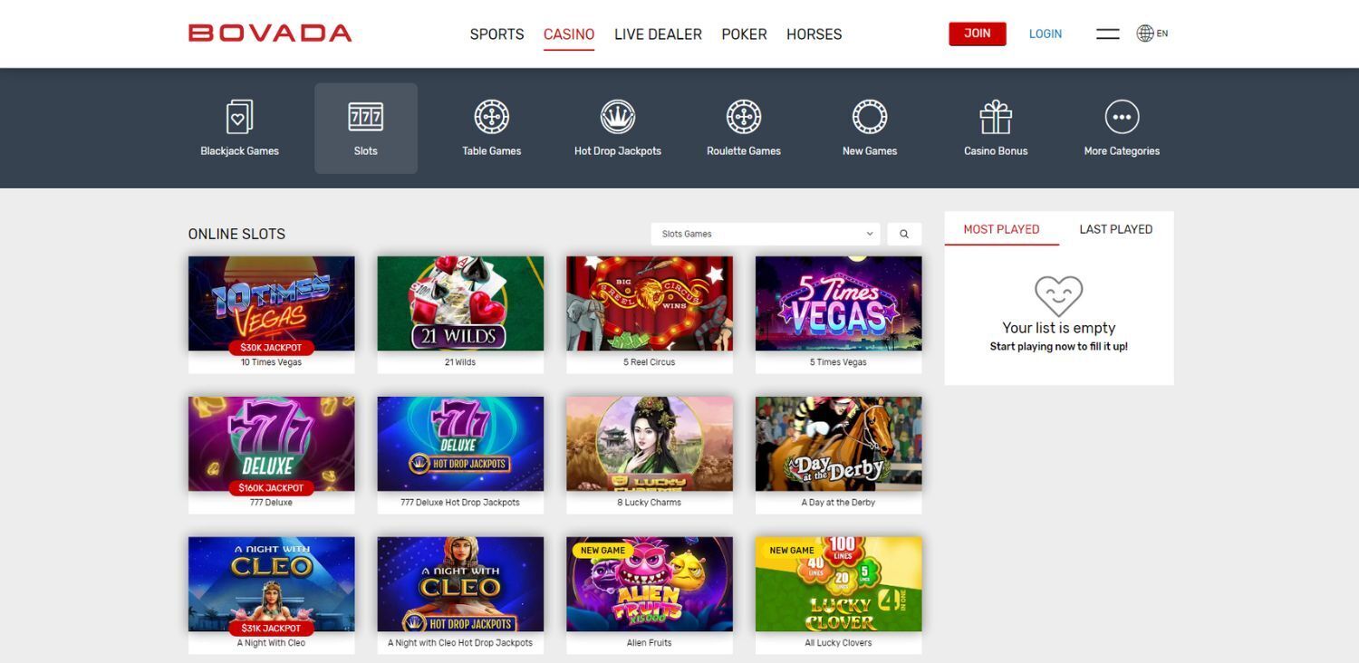 Bovada Casino Online Slots Options