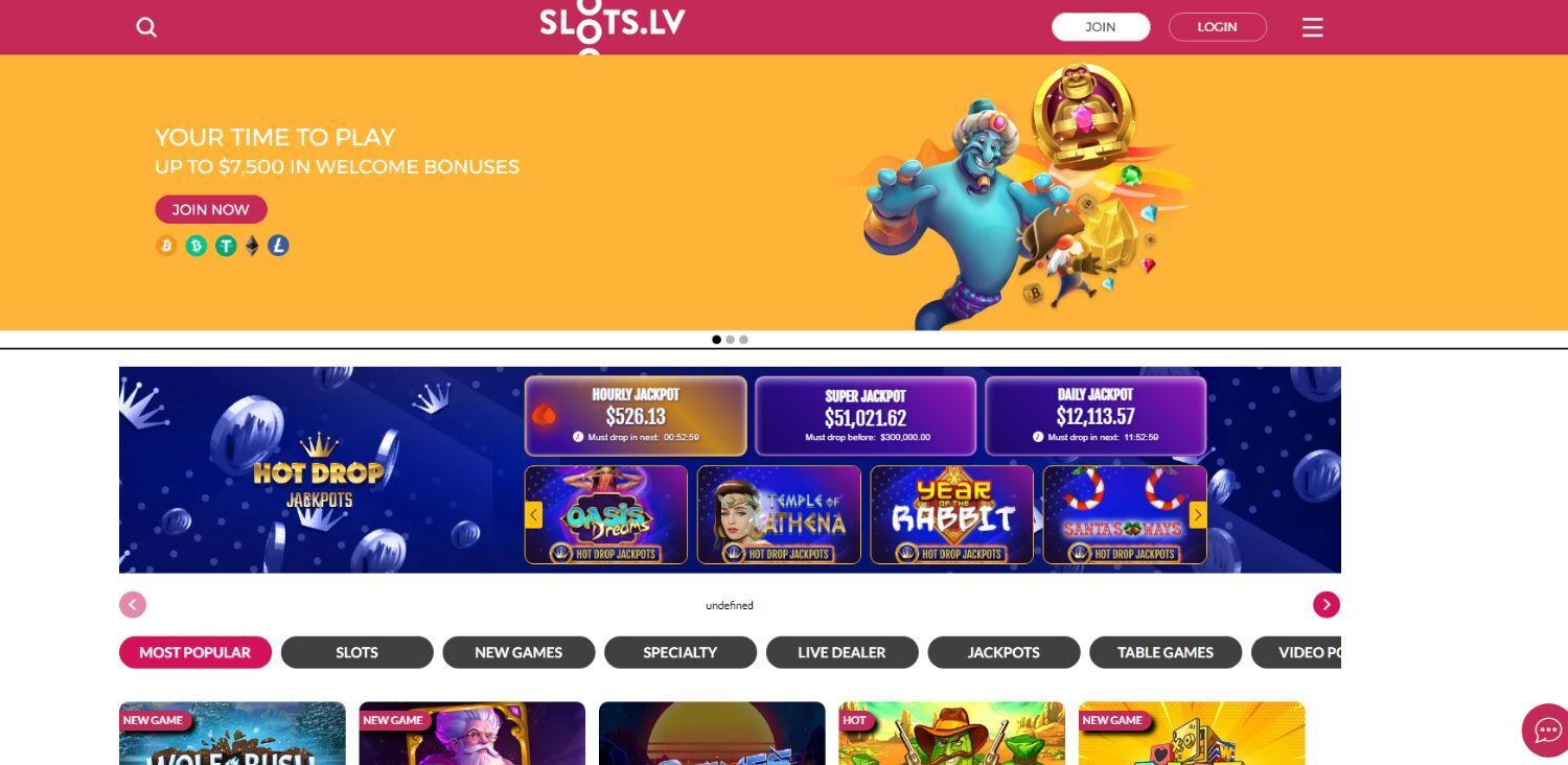 Slots.lv Homepage